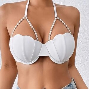 White W Pearls Mermaid Top 38D/40C